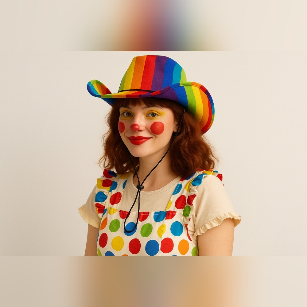 Rainbow Striped Cowboy Hat Colorful Felt Pride Western Costume One Size Festival